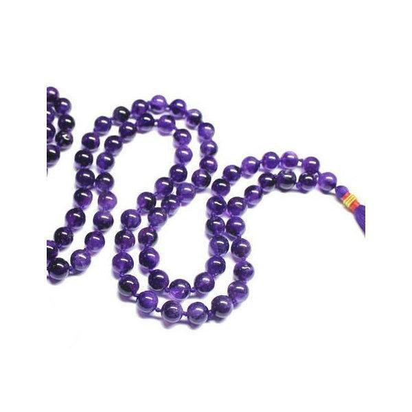 108 Beads Natural Amethyst AA Quality Prayer Mala Beads Necklace Strand 38" 10mm - Jalvi & Co.