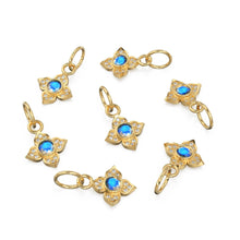 Load image into Gallery viewer, 10MM 14K solid Yellow Gold Diamond Moonstone 4 petal Flower Quatrefoil Charm Necklace Pendant - Jalvi & Co.