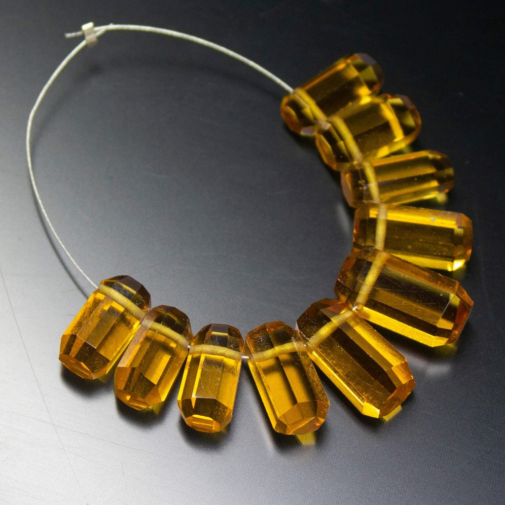 10pc, 14-16mm, Orange Quartz Faceted Tube Gemstone Beads, Quartz Beads - Jalvi & Co.