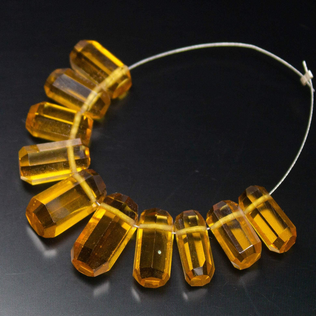10pc, 14-16mm, Orange Quartz Faceted Tube Gemstone Beads, Quartz Beads - Jalvi & Co.