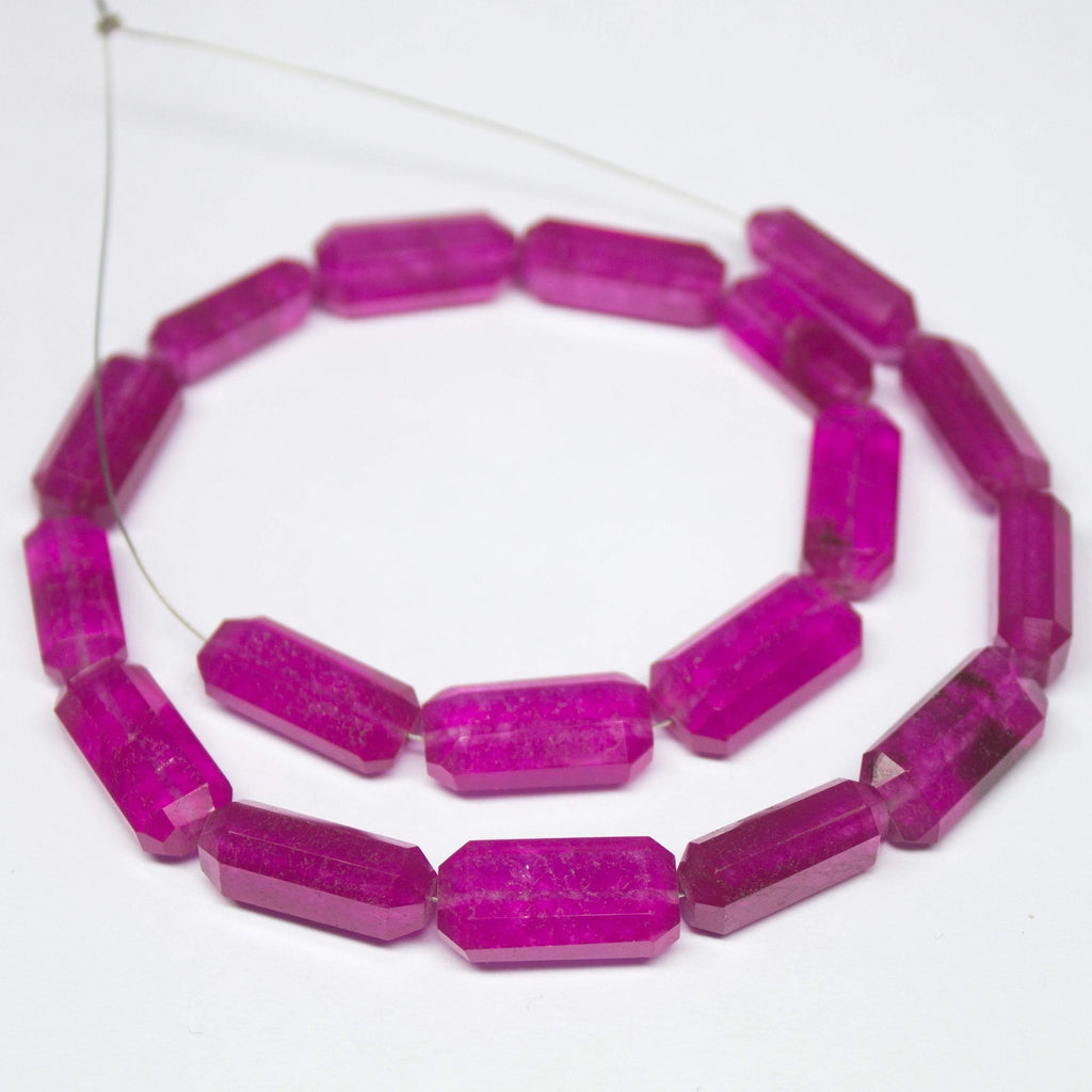 11 inch, 13-15mm, Natural Pink Jade Faceted Step Cut Tube Shape Nugget Beads, Jade Beads - Jalvi & Co.