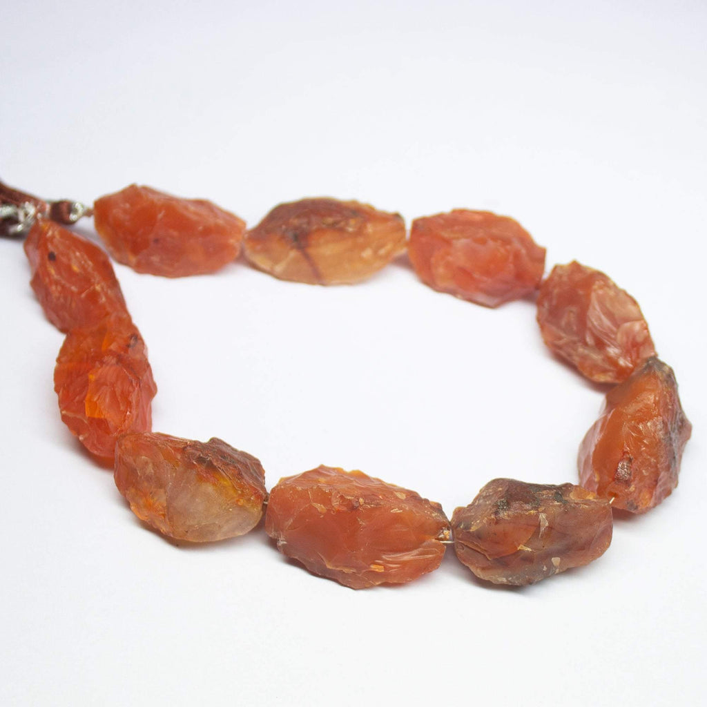 11 inch, 27-31mm, Natural Carnelian Rough Hammered Uneven Marquise Shape Beads, Carnelian Beads - Jalvi & Co.