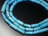12 inch, 14-15mm, Natural Arizona Turquoise Smooth Round Tube Shape Gemstone Beads