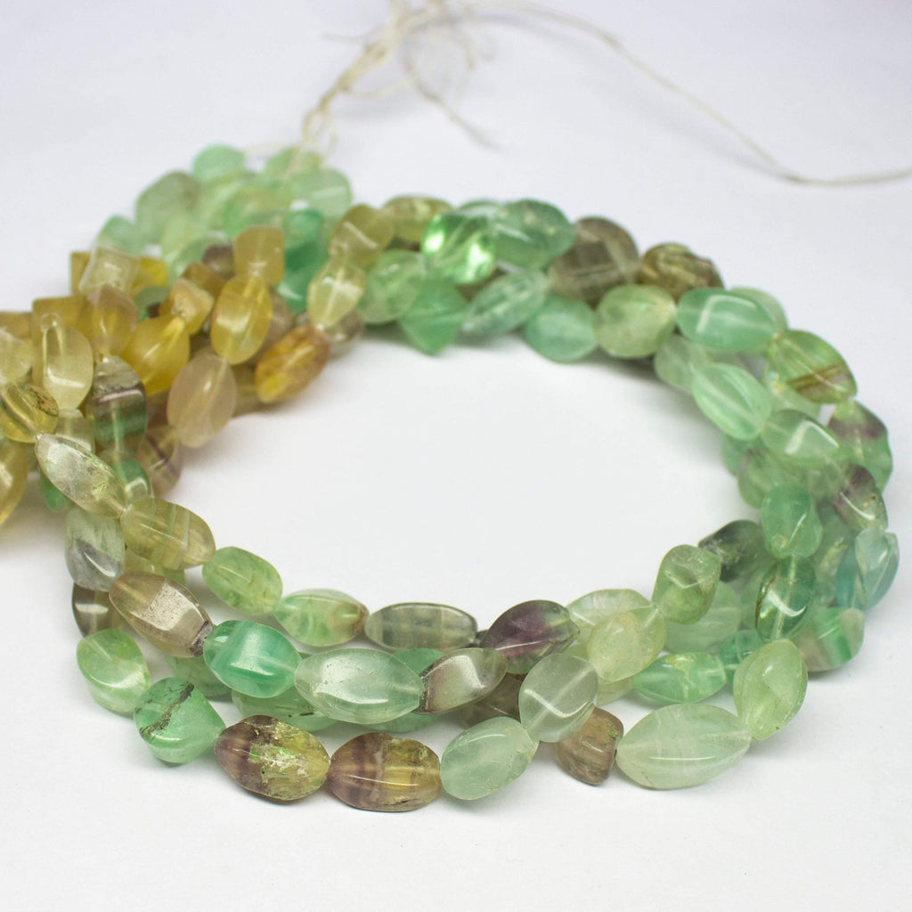14 inch, 8.5mm 12mm, Green Fluorite Faceted Nugget Beads, Fluorite Beads - Jalvi & Co.