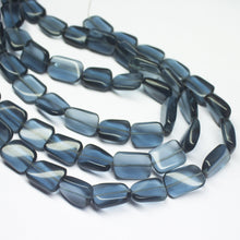 Load image into Gallery viewer, 14 inches, 12-14mm, London Blue Quartz Smooth Plain Twisted Rectangle Beads - Jalvi & Co.