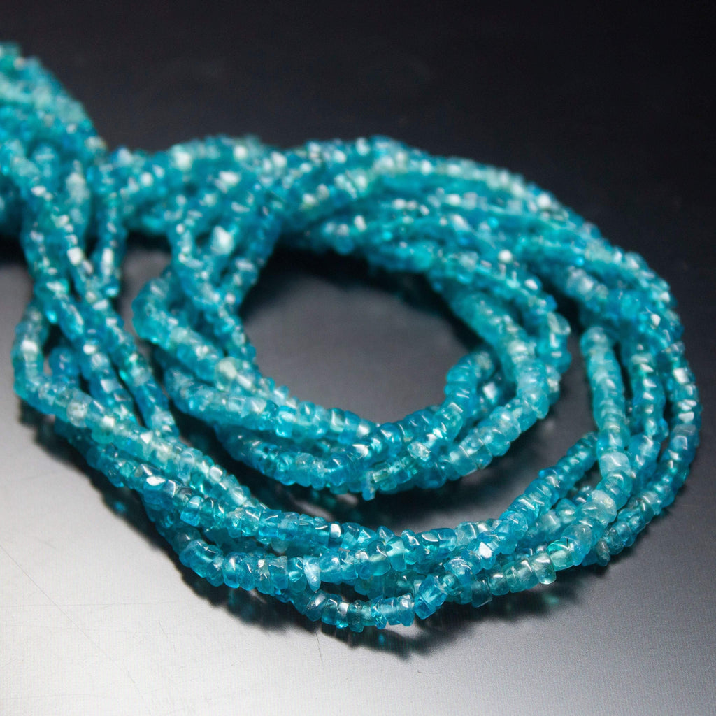14 inches, 2.5-3mm, Natural Neon Blue Apatite Smooth Wheel Round Beads, Apatite Beads - Jalvi & Co.