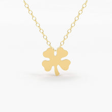 Load image into Gallery viewer, 14K Gold Four Leaf Clover Charm Necklace / Made to Order Clover Pendant Irish Girl Gift / Minimalist Good Luck Charm / Mothers Day Sale - Jalvi & Co.
