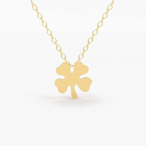 14K Gold Four Leaf Clover Charm Necklace / Made to Order Clover Pendant Irish Girl Gift / Minimalist Good Luck Charm / Mothers Day Sale - Jalvi & Co.