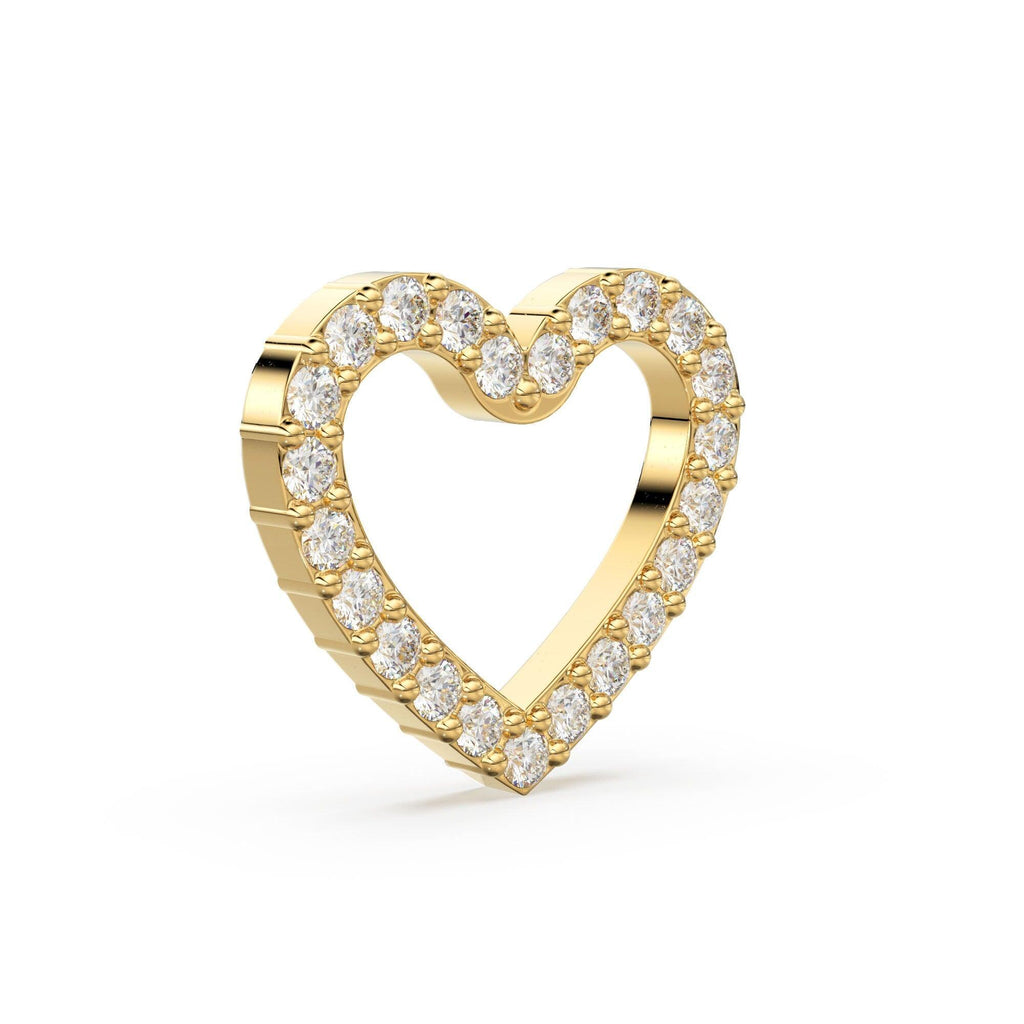 14k 18k Heart Solid Gold and Diamonds Charm / Diamond Heart Charm / 9.7x8.5mm - Jalvi & Co.