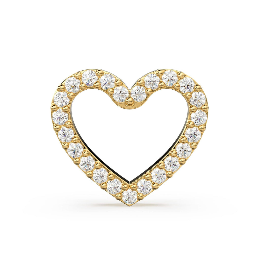 14k 18k Heart Solid Gold and Diamonds Charm / Diamond Heart Charm / 9.7x8.5mm - Jalvi & Co.