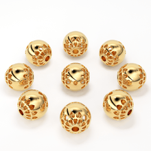 Load image into Gallery viewer, 14k 18k Solid Gold Designer Heart Cut Out Round Spacer Bead Finding 6mm - Jalvi &amp; Co.