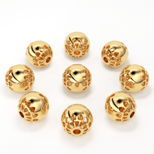 Load image into Gallery viewer, 14k 18k Solid Gold Designer Heart Cut Out Round Spacer Bead Finding 6mm - Jalvi & Co.