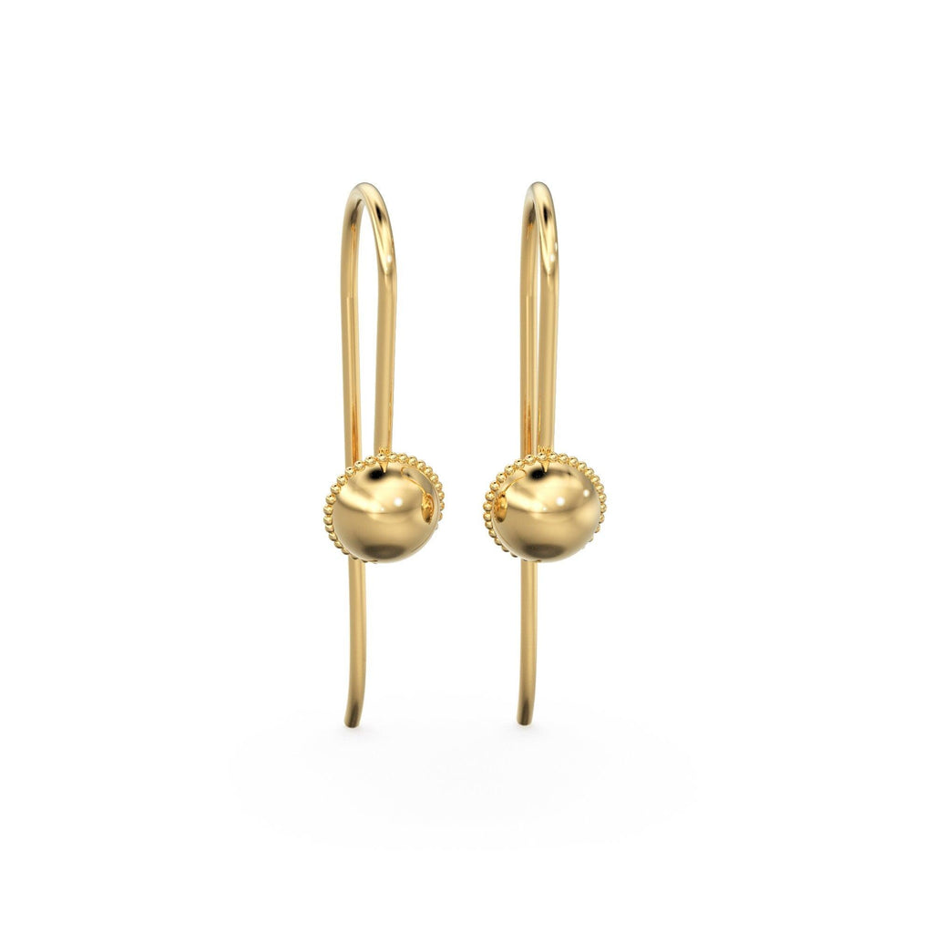 14k 18k Solid Yellow Gold Earwires With Dome Round Ends 1 pair, 21 gauge Pure Gold Jewelry Making Findings - Jalvi & Co.