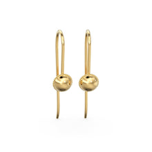 Load image into Gallery viewer, 14k 18k Solid Yellow Gold Earwires With Dome Round Ends 1 pair, 21 gauge Pure Gold Jewelry Making Findings - Jalvi &amp; Co.