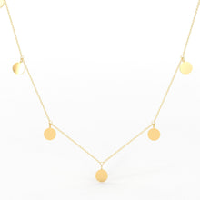 Load image into Gallery viewer, 14k Solid Gold Choker Necklace / Coin Charm Choker / Gold Disc Choker / Disc Dangle Necklace / Dangle Coin Necklace / Round Charm Necklace - Jalvi & Co.