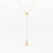 Load image into Gallery viewer, 14k Diamond Lariat Necklace / Diamond Y Necklace / Solid Gold Pave Necklace / Layering Necklace / Mosaic Diamond Pendant - Jalvi &amp; Co.