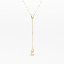 Load image into Gallery viewer, 14k Diamond Lariat Necklace / Diamond Y Necklace / Solid Gold Pave Necklace / Layering Necklace / Mosaic Diamond Pendant - Jalvi & Co.