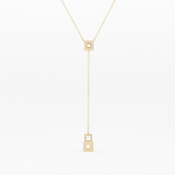 14k Diamond Lariat Necklace / Diamond Y Necklace / Solid Gold Pave Necklace / Layering Necklace / Mosaic Diamond Pendant