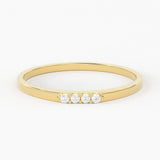 14K Gold 4 Stone Promise Ring / Diamond Ring / Minimalist Diamond Ring / Promise Ring / Stackable Ring