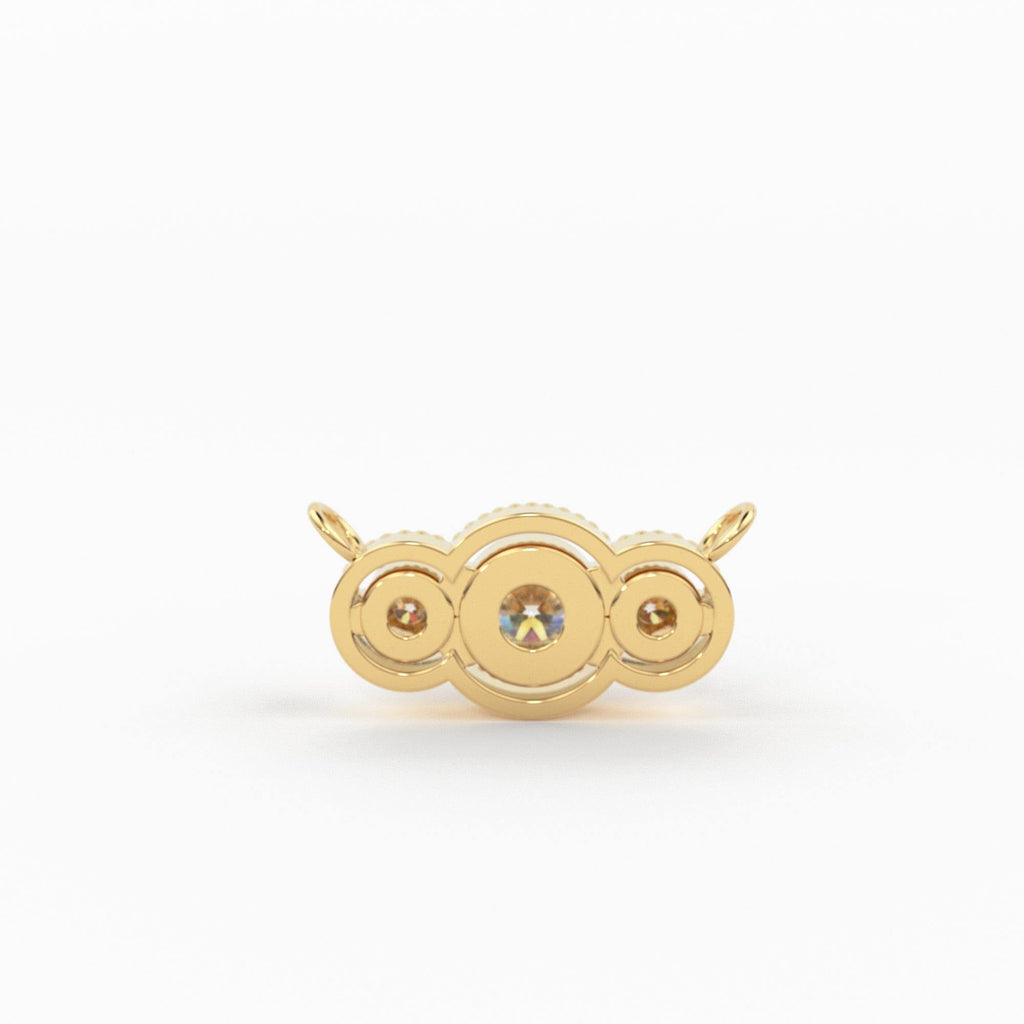14k Gold Art Deco Chain Necklace for Women Trio Diamond Station / Also available in 14k Rose Gold and 14k White Gold / 3 Stone Charm Pendant - Jalvi & Co.