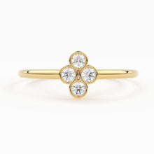 Load image into Gallery viewer, 14k Gold Bezel Setting Diamond Ring / Dainty Diamond Ring / Thin Diamond Ring / Gold Diamond Ring / Four Stone Ring / Simple Diamond Ring - Jalvi &amp; Co.