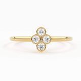 14k Gold Bezel Setting Diamond Ring / Dainty Diamond Ring / Thin Diamond Ring / Gold Diamond Ring / Four Stone Ring / Simple Diamond Ring