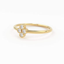 Load image into Gallery viewer, 14k Gold Bezel Setting Diamond Ring / Dainty Diamond Ring / Thin Diamond Ring / Gold Diamond Ring / Four Stone Ring / Simple Diamond Ring - Jalvi & Co.
