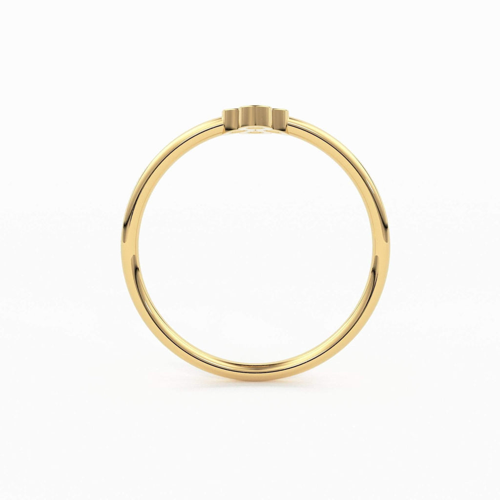 14k Gold Bezel Setting Diamond Ring / Dainty Diamond Ring / Thin Diamond Ring / Gold Diamond Ring / Four Stone Ring / Simple Diamond Ring - Jalvi & Co.