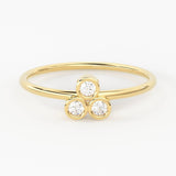 14k Gold Bezel Setting Diamond Ring / Dainty Diamond Ring / Thin Diamond Ring / Gold Diamond Ring / Three Stone Ring / Simple Diamond Ring