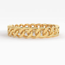 Load image into Gallery viewer, 14k Gold Chain Ring, Gold Stacking Ring, Thick Chain Ring, Curb Chain Ring, Cuban Link Ring, Cuban Chain Ring, Minimalist Ring - Jalvi & Co.