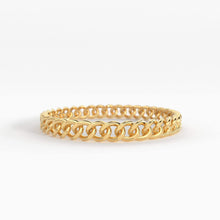 Load image into Gallery viewer, 14k Gold Chain Ring, Gold Stacking Ring, Thick Chain Ring, Curb Chain Ring, Cuban Link Ring, Cuban Chain Ring, Minimalist Ring - Jalvi & Co.