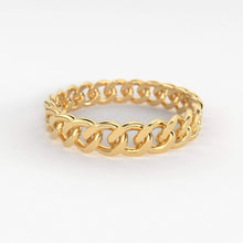 Load image into Gallery viewer, 14k Gold Chain Ring, Gold Stacking Ring, Thick Chain Ring, Curb Chain Ring, Cuban Link Ring, Cuban Chain Ring, Minimalist Ring - Jalvi & Co.