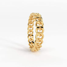 Load image into Gallery viewer, 14k Gold Chain Ring, Gold Stacking Ring, Thick Chain Ring, Curb Chain Ring, Cuban Link Ring, Cuban Chain Ring, Minimalist Ring - Jalvi & Co.