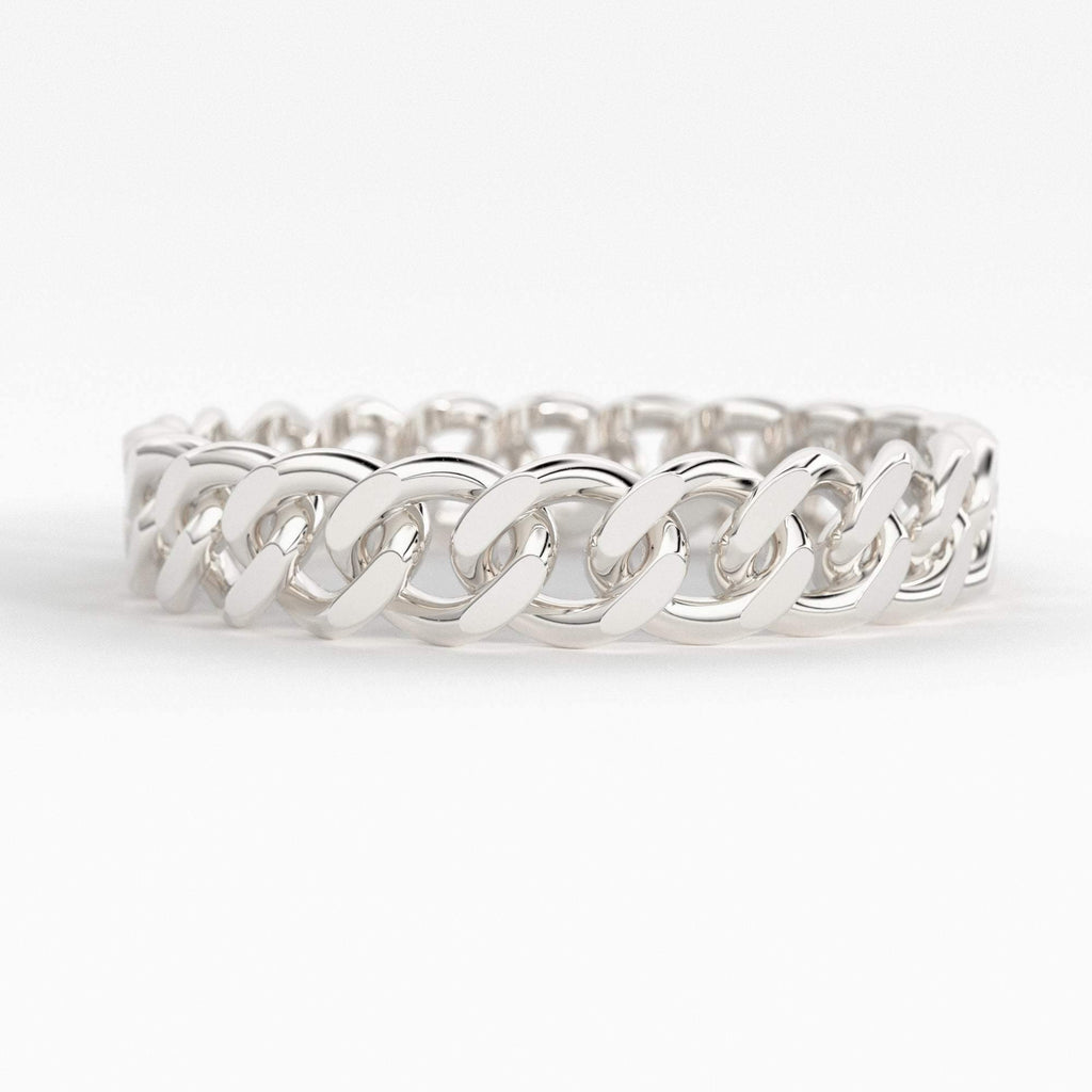 14k Gold Chain Ring, Gold Stacking Ring, Thick Chain Ring, Curb Chain Ring, Cuban Link Ring, Cuban Chain Ring, Minimalist Ring - Jalvi & Co.