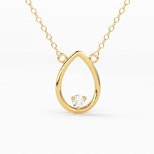 Load image into Gallery viewer, 14k Gold Diamond Necklace / Open Pear Floating Diamond Necklace / Mothers Day Sale / Bridesmaid Gift / Diamond Pendant / Teardrop Charm - Jalvi &amp; Co.