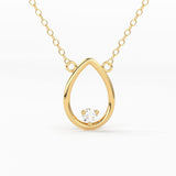 14k Gold Diamond Necklace / Open Pear Floating Diamond Necklace / Mothers Day Sale / Bridesmaid Gift / Diamond Pendant / Teardrop Charm