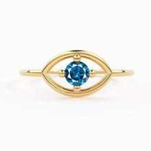 Load image into Gallery viewer, 14K Gold Eye Ring / Evil Eye Ring / Sapphire / Ruby Ring / June Birthstone / Emerald / Stacking Ring / Blue Diamond Band / Birthstone Ring - Jalvi & Co.