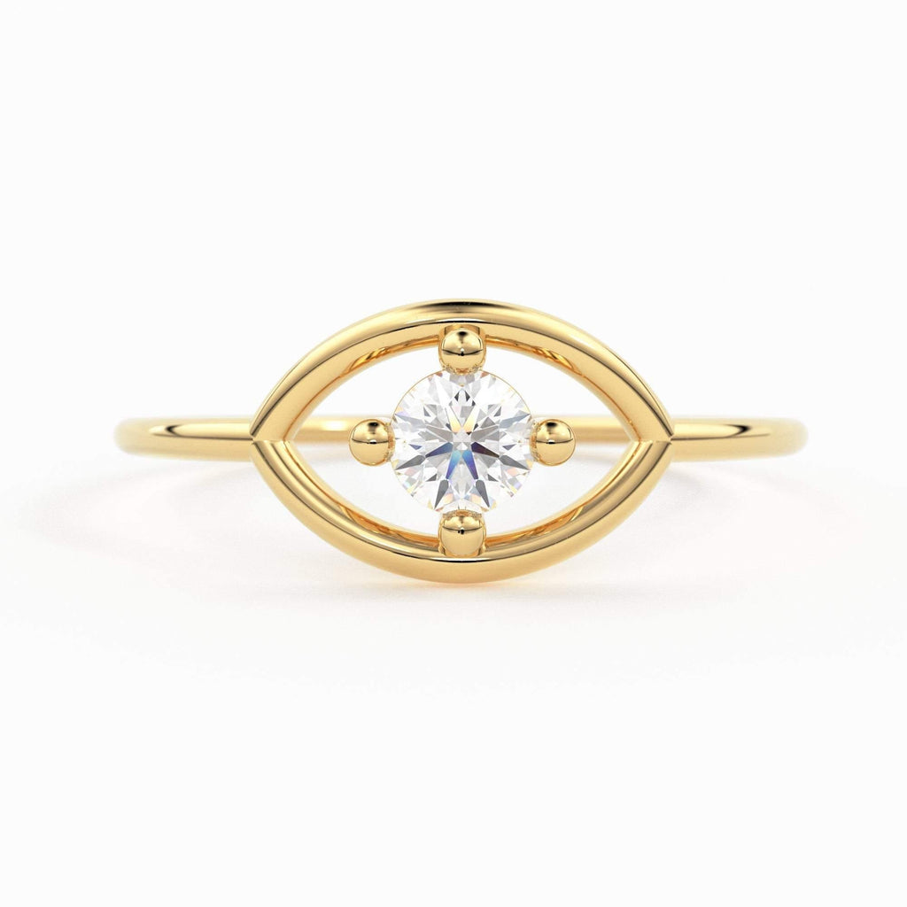 14K Gold Eye Ring / Evil Eye Ring / Sapphire / Ruby Ring / June Birthstone / Emerald / Stacking Ring / Blue Diamond Band / Birthstone Ring - Jalvi & Co.
