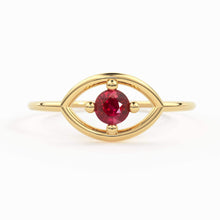 Load image into Gallery viewer, 14K Gold Eye Ring / Evil Eye Ring / Sapphire / Ruby Ring / June Birthstone / Emerald / Stacking Ring / Blue Diamond Band / Birthstone Ring - Jalvi & Co.
