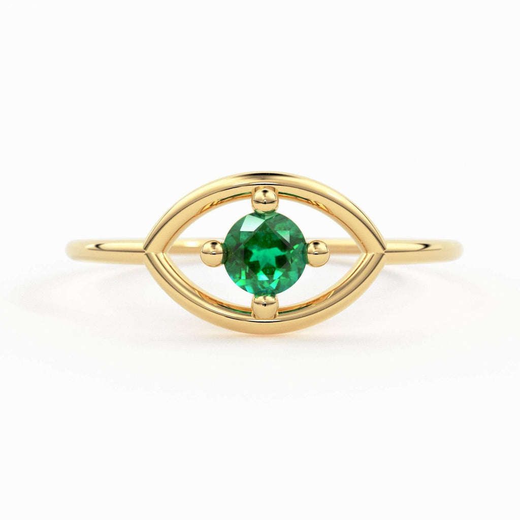 14K Gold Eye Ring / Evil Eye Ring / Sapphire / Ruby Ring / June Birthstone / Emerald / Stacking Ring / Blue Diamond Band / Birthstone Ring - Jalvi & Co.