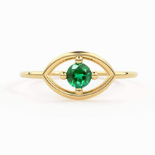 Load image into Gallery viewer, 14K Gold Eye Ring / Evil Eye Ring / Sapphire / Ruby Ring / June Birthstone / Emerald / Stacking Ring / Blue Diamond Band / Birthstone Ring - Jalvi &amp; Co.