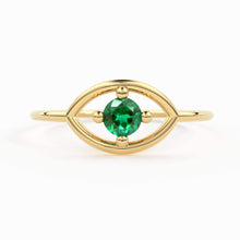 Load image into Gallery viewer, 14K Gold Eye Ring / Evil Eye Ring / Sapphire / Ruby Ring / June Birthstone / Emerald / Stacking Ring / Blue Diamond Band / Birthstone Ring - Jalvi & Co.