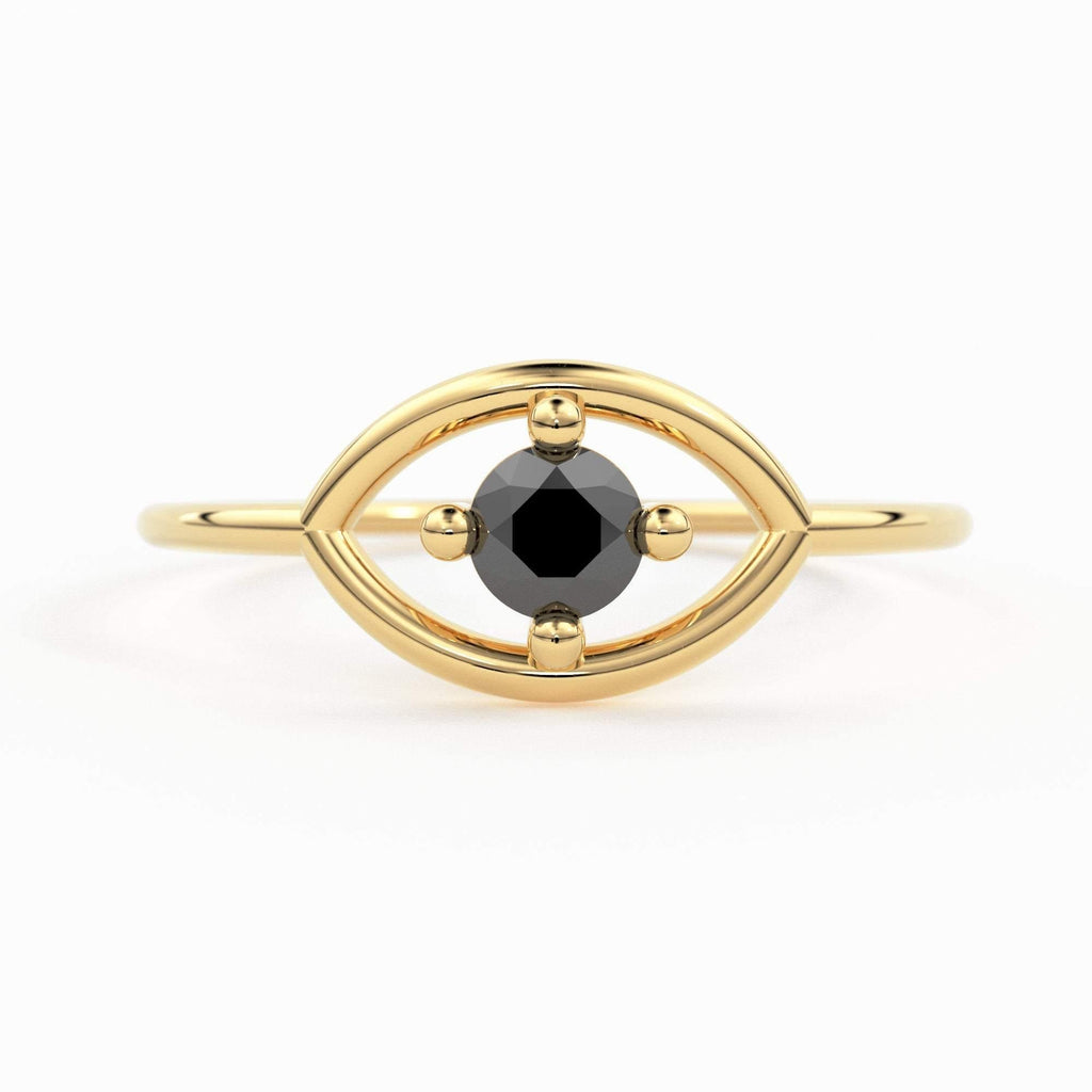 14K Gold Eye Ring / Evil Eye Ring / Sapphire / Ruby Ring / June Birthstone / Emerald / Stacking Ring / Blue Diamond Band / Birthstone Ring - Jalvi & Co.