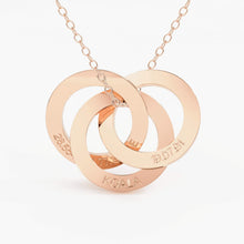 Load image into Gallery viewer, 14k Gold Family Necklace / Linked Circle Gold Necklace / Custom Children Name Rings / Mother Gift / Personalized Jewelry / Eternity Necklace - Jalvi & Co.