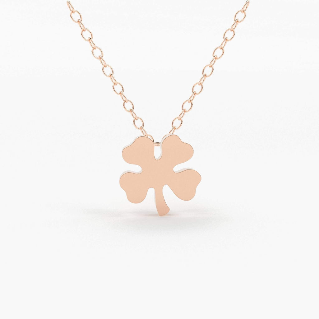 14K Gold Four Leaf Clover Charm Necklace / Made to Order Clover Pendant Irish Girl Gift / Minimalist Good Luck Charm / Mothers Day Sale - Jalvi & Co.