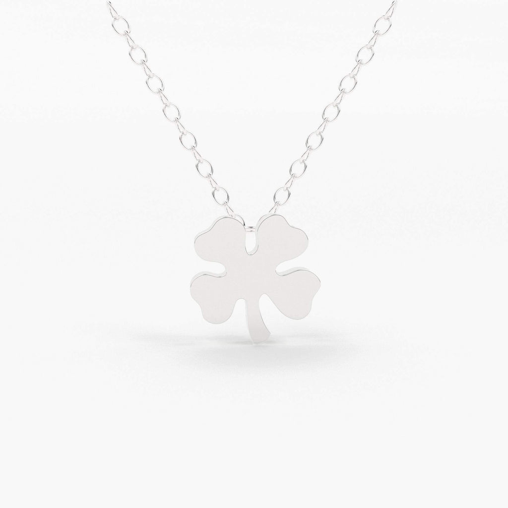14K Gold Four Leaf Clover Charm Necklace / Made to Order Clover Pendant Irish Girl Gift / Minimalist Good Luck Charm / Mothers Day Sale - Jalvi & Co.