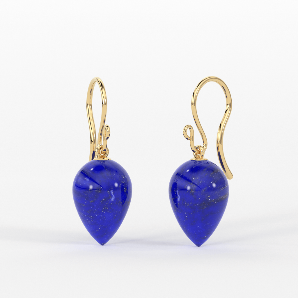 14K Gold Lapis Lazuli Earrings / Large Lapis Drop Earrings / Lapis Spike Earrings / Royal Blue Earrings / September Birthstone Earrings - Jalvi & Co.