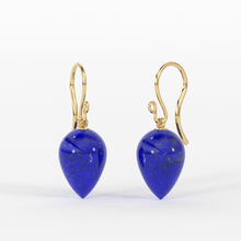 Load image into Gallery viewer, 14K Gold Lapis Lazuli Earrings / Large Lapis Drop Earrings / Lapis Spike Earrings / Royal Blue Earrings / September Birthstone Earrings - Jalvi &amp; Co.