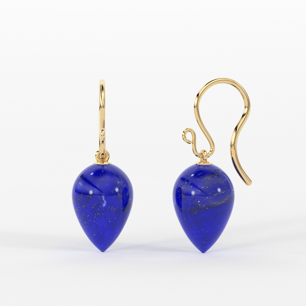 14K Gold Lapis Lazuli Earrings / Large Lapis Drop Earrings / Lapis Spike Earrings / Royal Blue Earrings / September Birthstone Earrings - Jalvi & Co.