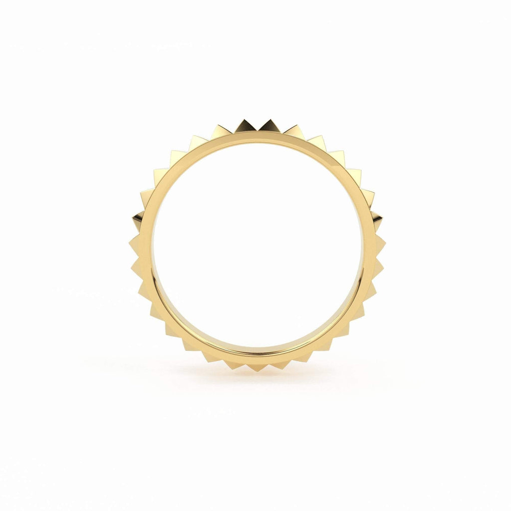 14K Gold Pyramid Eternity Ring / Gold Spike Ring / Pyramid Ring / Gold Stacking Ring / Simple Gold Ring / Minimal Jewelry / Spike Stud Ring - Jalvi & Co.